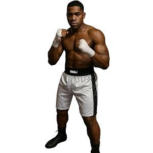 FIGHT-FIT - Boxing Shorts / Boxhosen / Weiss-Schwarz / Small