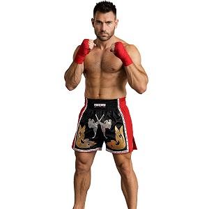 FIGHTERS - Thaibox Shorts / Elite Fighters / Schwarz-Rot / Medium