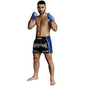 FIGHTERS - Thaibox Shorts / Elite Pro Muay Thai / Schwarz-Blau / Medium